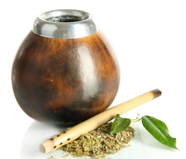 su kabakları ve bombilla üzerinde beyaz izole yerba dostum ile