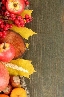 ahşap zemin üzerinde güzel sonbahar kompozisyon