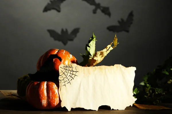 Halloween composition on dark grey background — Stock Photo, Image
