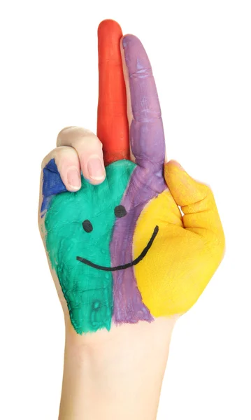 Painted hand with smile — Stock Photo, Image