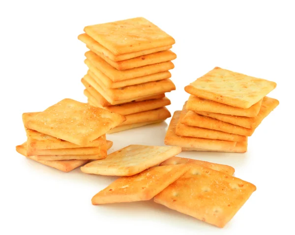 Delicious crackers isolated on white — Stock Photo, Image