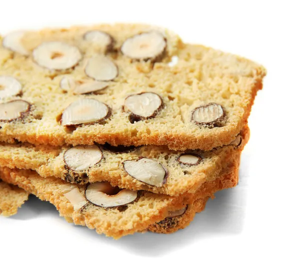 Biscotti con noci, isolati su bianco — Foto Stock