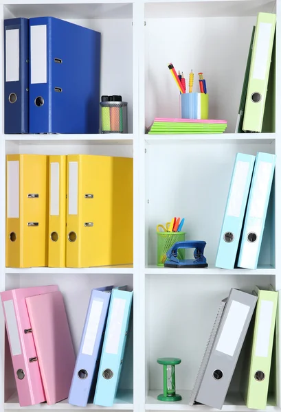 Office shelves with folders — Stock Photo, Image