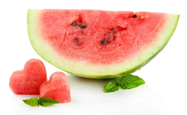 Frische reife Wassermelone isoliert auf weiß — Stockfoto