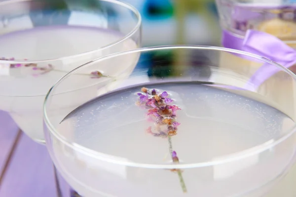 Lavender lemonade in glass, close-up — Stock Photo, Image