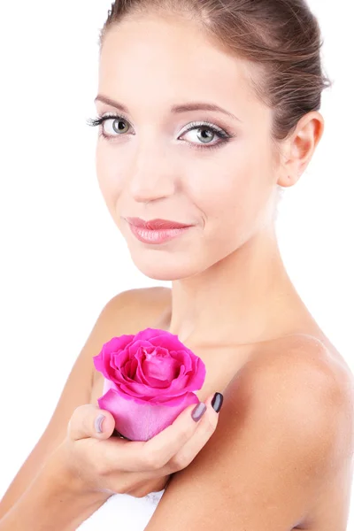 Hermosa chica con rosa — Foto de Stock