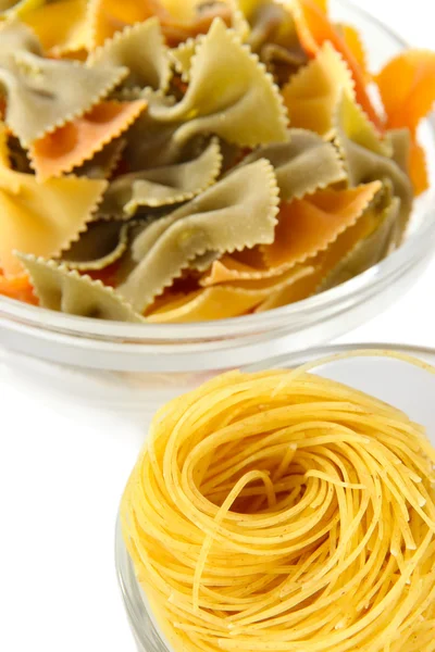 Different types of pasta isolated on white — Stock Photo, Image