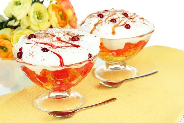 Tasty jelly on table on white background — Stock Photo, Image