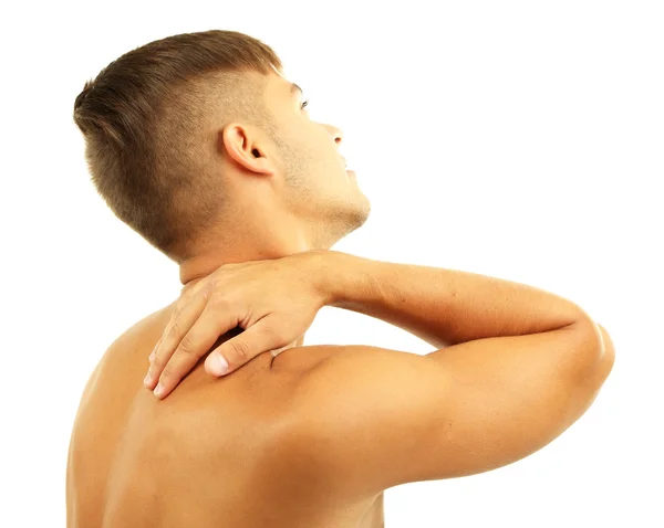 Young man with neck pain — Stock Photo, Image