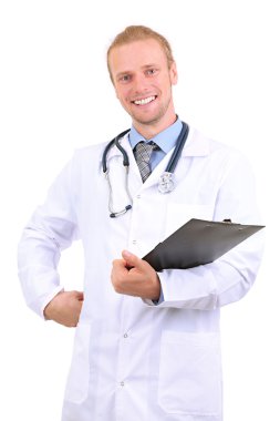 beyaz izole doktor portresi