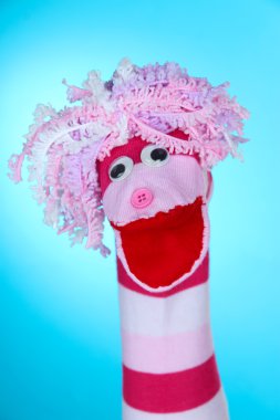 şirin çorap kukla mavi zemin üzerine