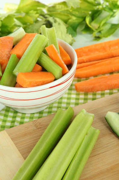 Fresh green celery with vegetables on table close-up — Stock Photo, Image