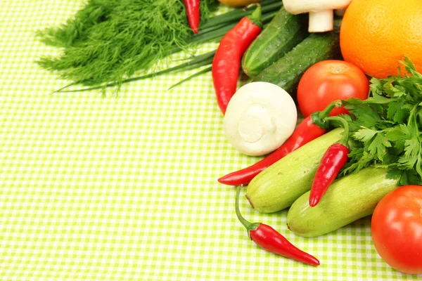 Cooking concept. Groceries on tablecloth background — Stock Photo, Image