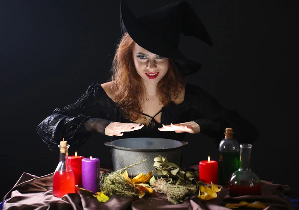 Halloween witch on black background — Stock Photo, Image
