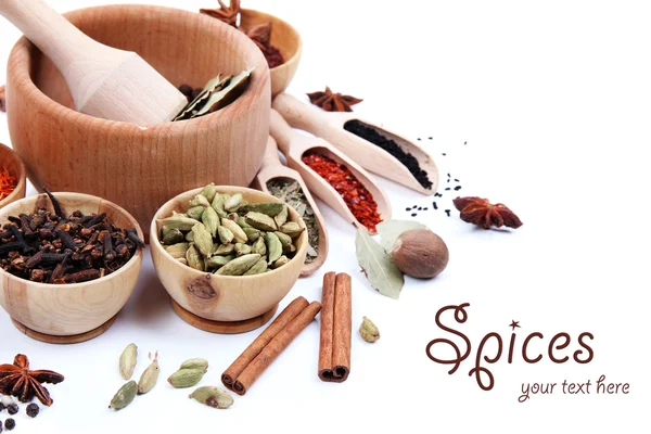 Various spices and herbs isolated on white — Stock Photo, Image
