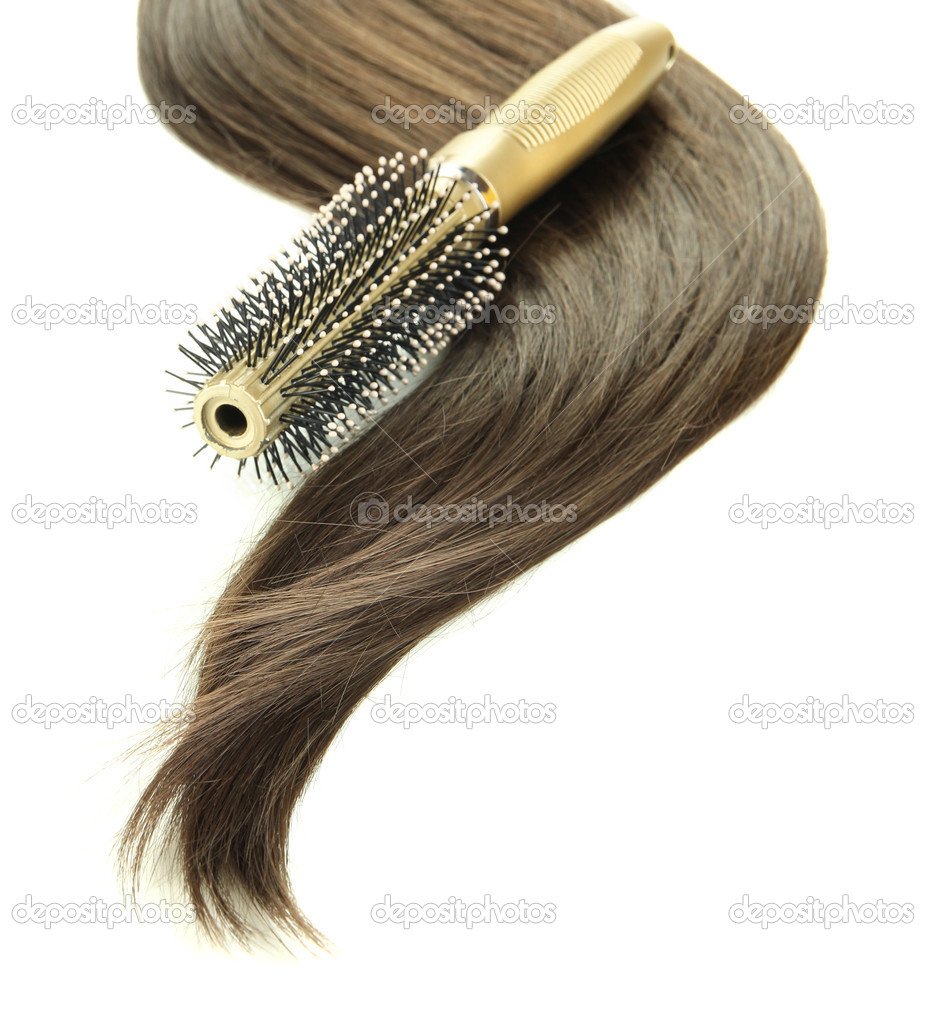 Shiny brown hair with comb