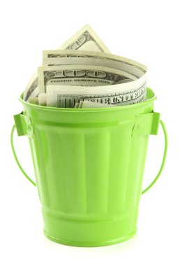 Parayı çöpe olabilir, izole üzerinde beyaz