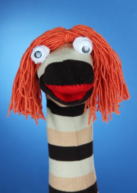 şirin çorap kukla mavi zemin üzerine