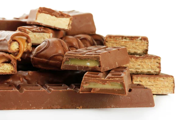 Lahodné čokoládové tyčinky izolovaných na bílém — Stock fotografie