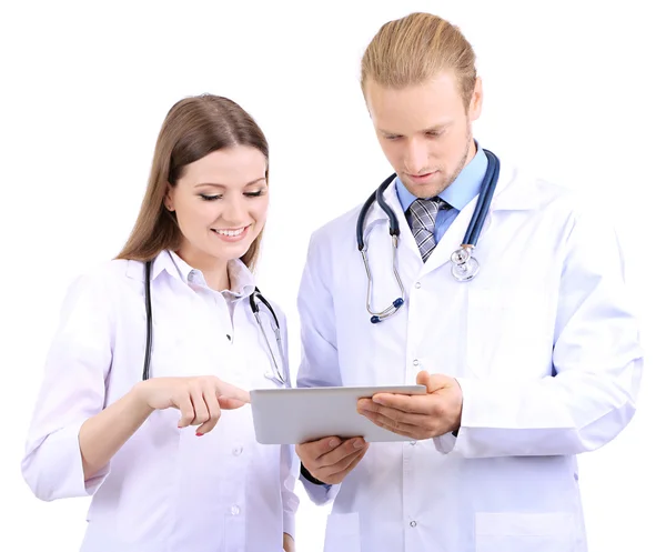 Trabajadores médicos aislados en blanco — Foto de Stock