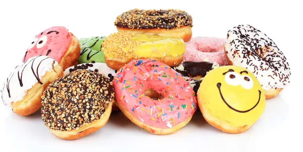 Zoete donuts geïsoleerd op wit — Stockfoto