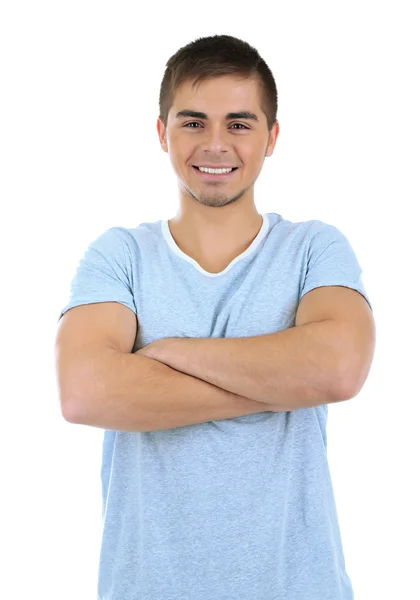 Beau jeune homme isolé sur blanc — Photo