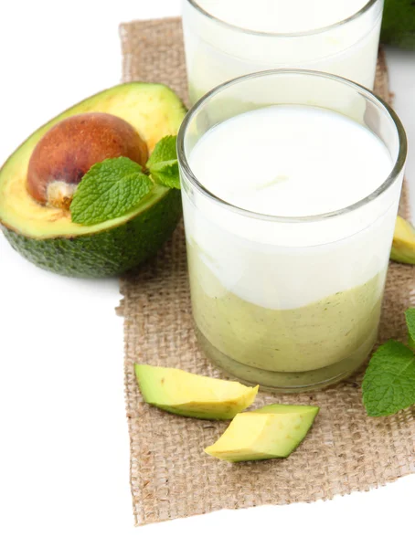 Fresh avocado smoothie isolated on white — Stock Photo, Image