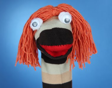 şirin çorap kukla mavi zemin üzerine