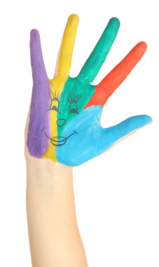 gülümseme boyalı el