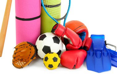 beyaz izole spor ekipmanları