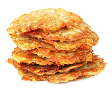 patates gözlemesi, üzerinde beyaz izole