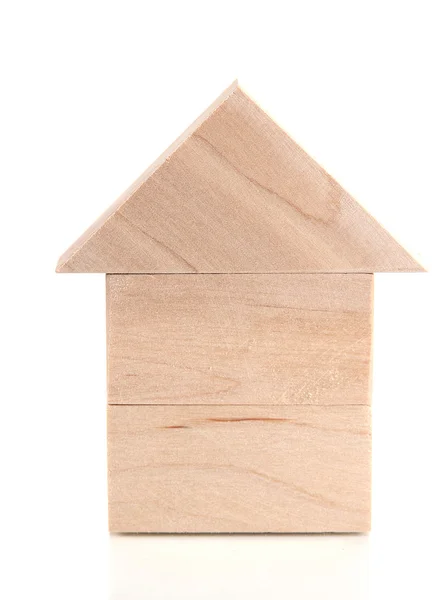 孤立的白色衬底上的木头房子 — 图库照片