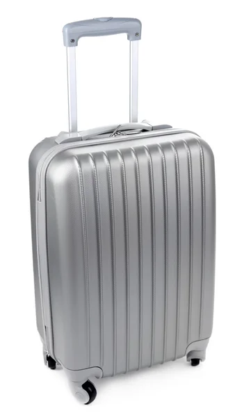 Zilveren koffer geïsoleerd op wit — Stockfoto