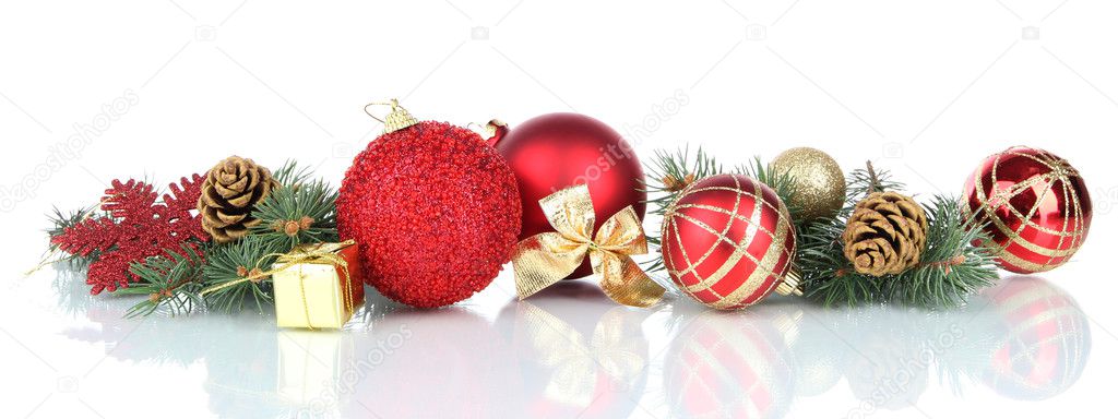 Composition of the Christmas decorations isolated on white