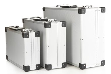 Simli bavul üzerinde beyaz izole