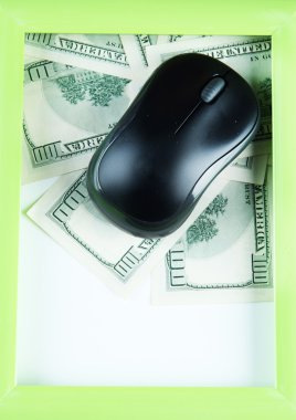 bilgisayar fare üzerinde dolar çerçeve ile yakın çekim