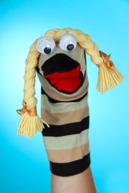 şirin çorap kukla mavi zemin üzerine