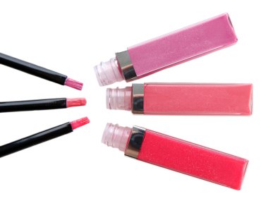 güzel dudak glosses, üzerinde beyaz izole