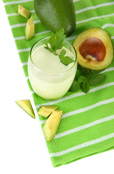 Frischer Avocado-Smoothie isoliert auf weiß — Stockfoto