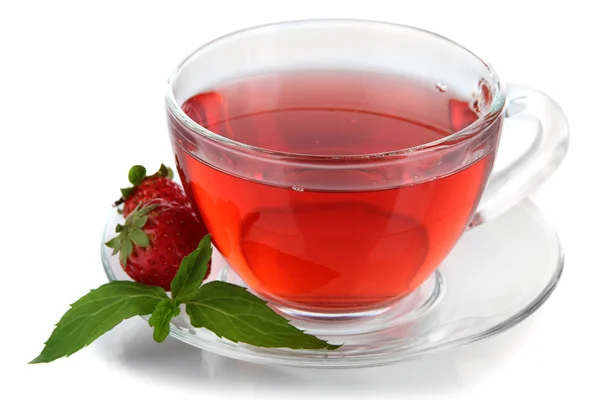 Delicious strawberry tea isolated on white — Stock Photo, Image