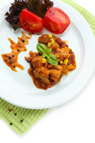 Carne de Maíz de Chili - comida tradicional mexicana, aislada en blanco —  Fotos de Stock