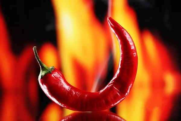 Red hot chili pepper on fire background — Stock Photo, Image