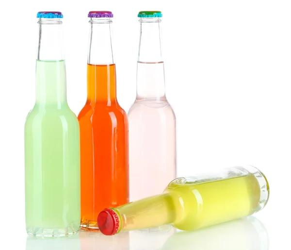 Drinks in glass bottles isolated on white — Stock Photo, Image