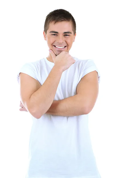 Beau jeune homme isolé sur blanc — Photo