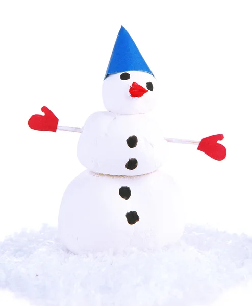 Mooie sneeuwpop geïsoleerd op wit — Stockfoto