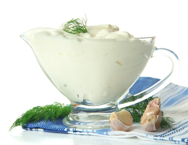 Sour cream isolated on white — Stock Photo, Image