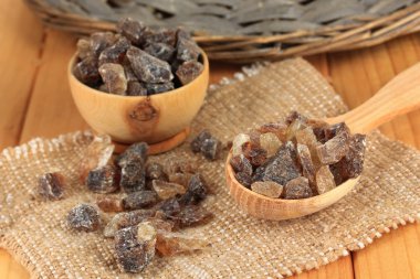 Different types of sugar on table close-up