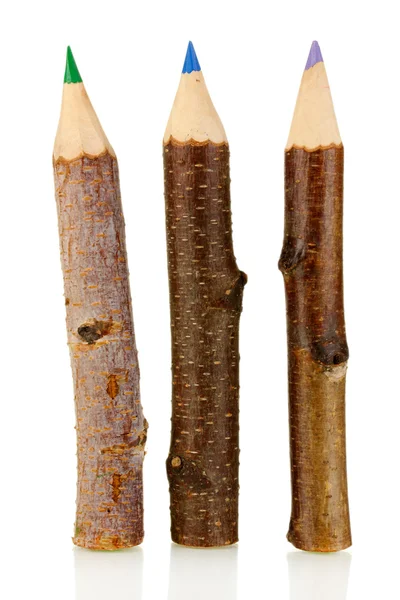 Crayons en bois colorés isolés sur blanc — Photo