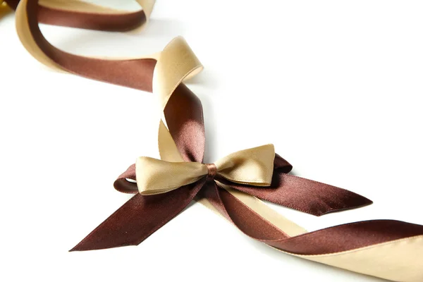 Color gift satin ribbon bow, isolated on white — Stock Photo, Image