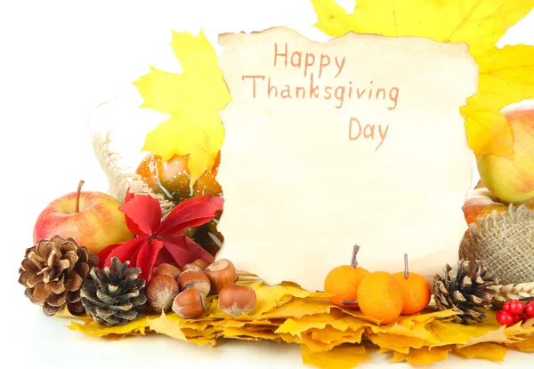Hermosa composición del Día de Acción de Gracias de otoño, aislada en blanco —  Fotos de Stock